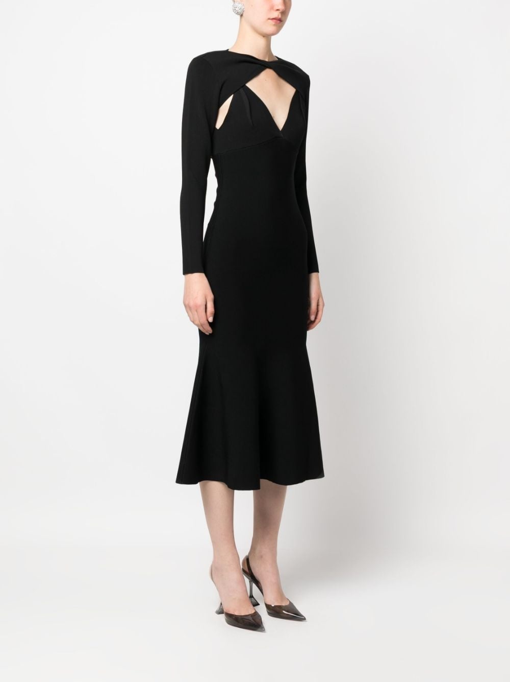 detachable-sleeves midi dress - 3