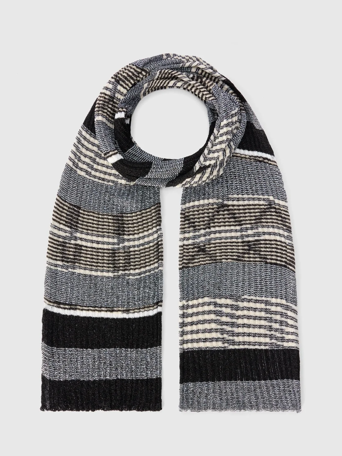 Ribbed wool and viscose scarf - 1