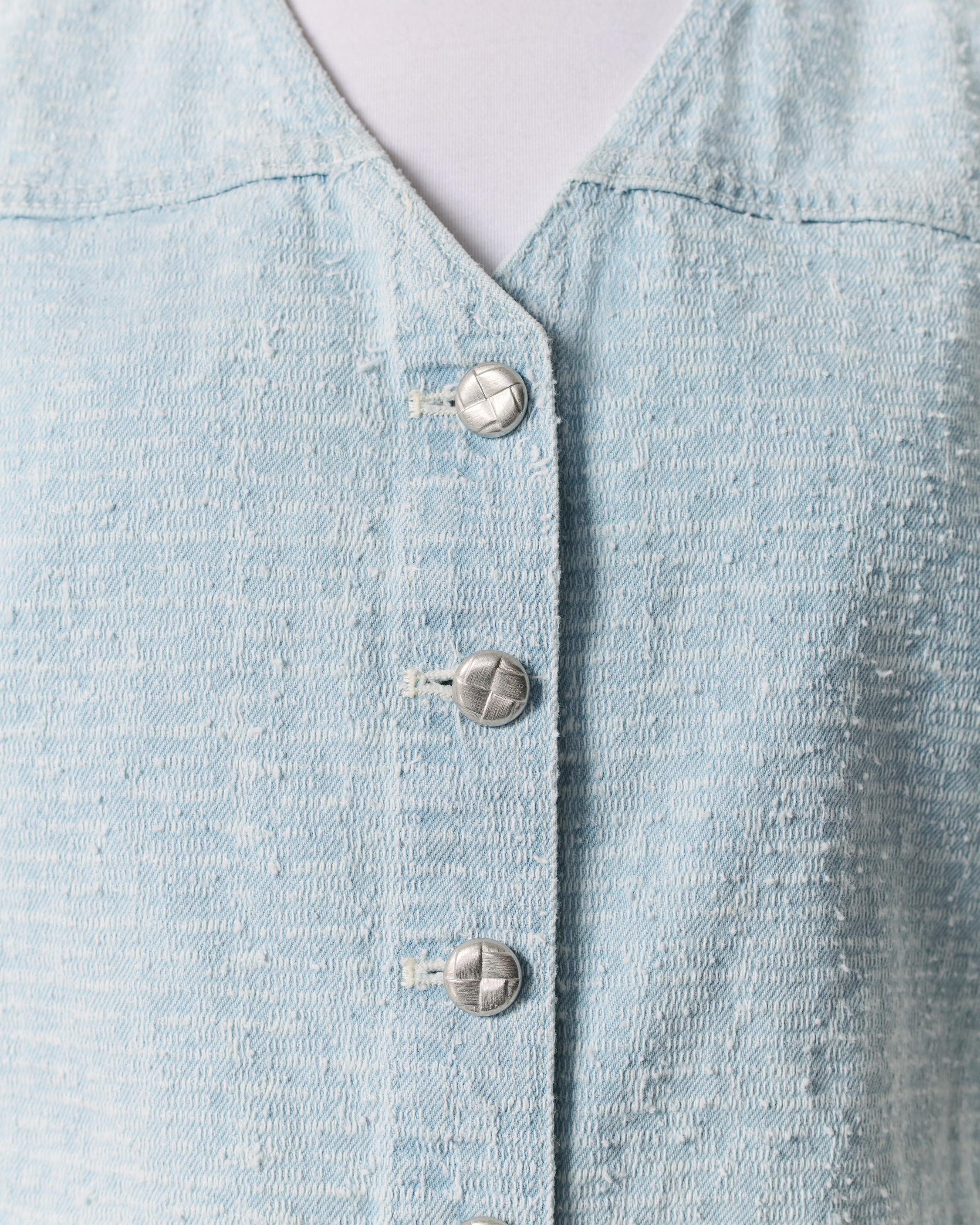 Juliana Textured Denim Vest
Lightweight Rigid Denim - 3