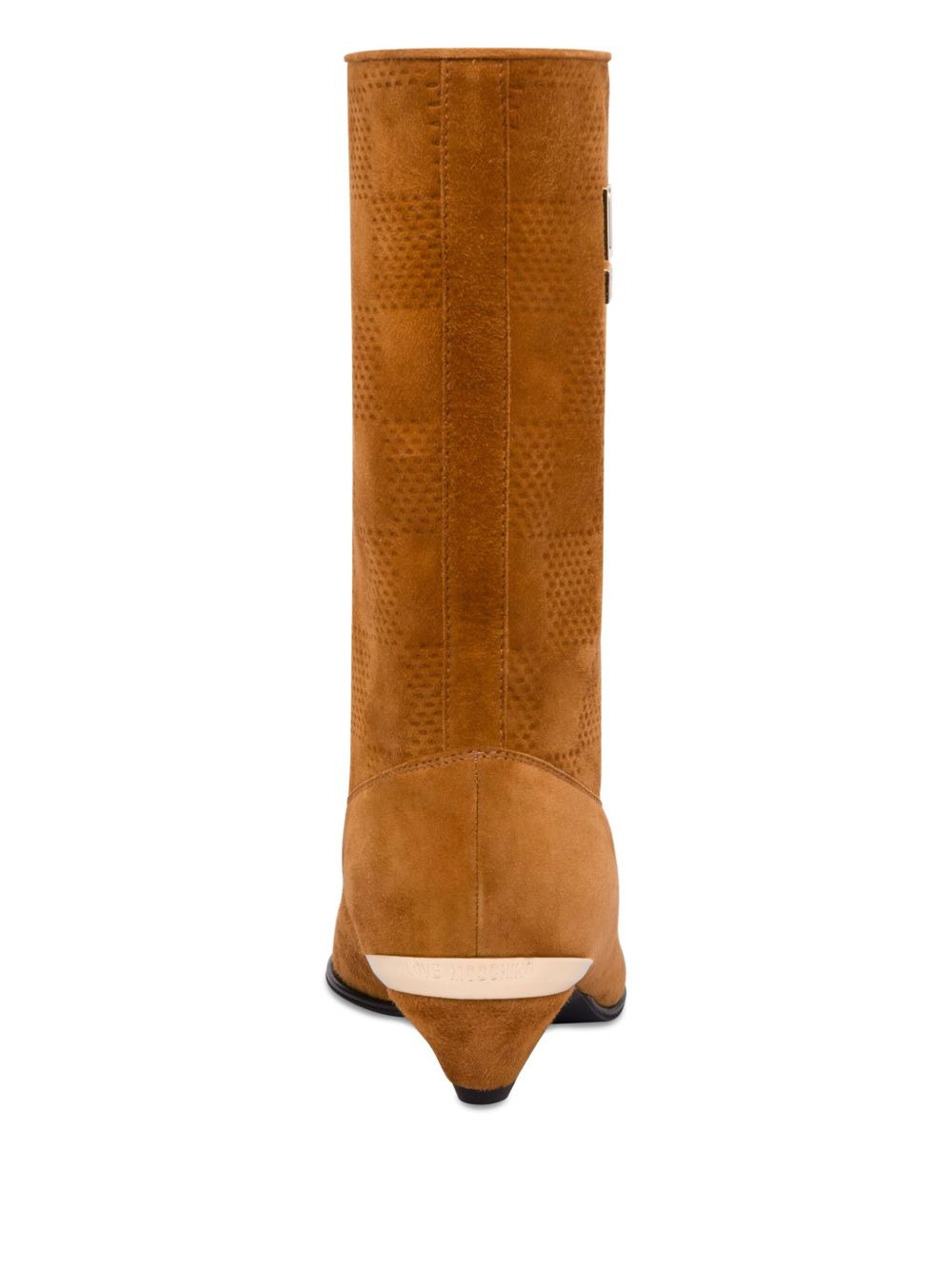 logo-plaque suede boots - 3