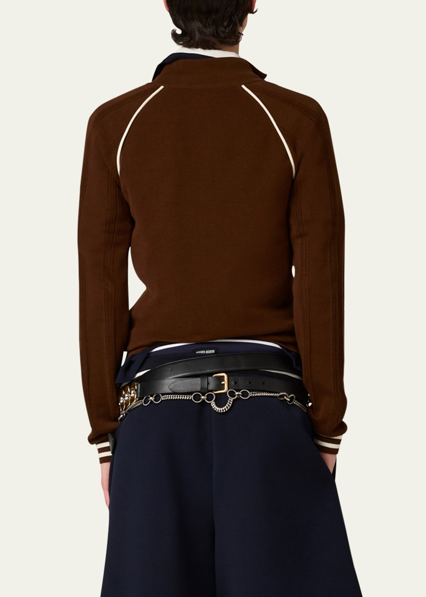 Cotton Piping Zip-Up Cardigan - 3