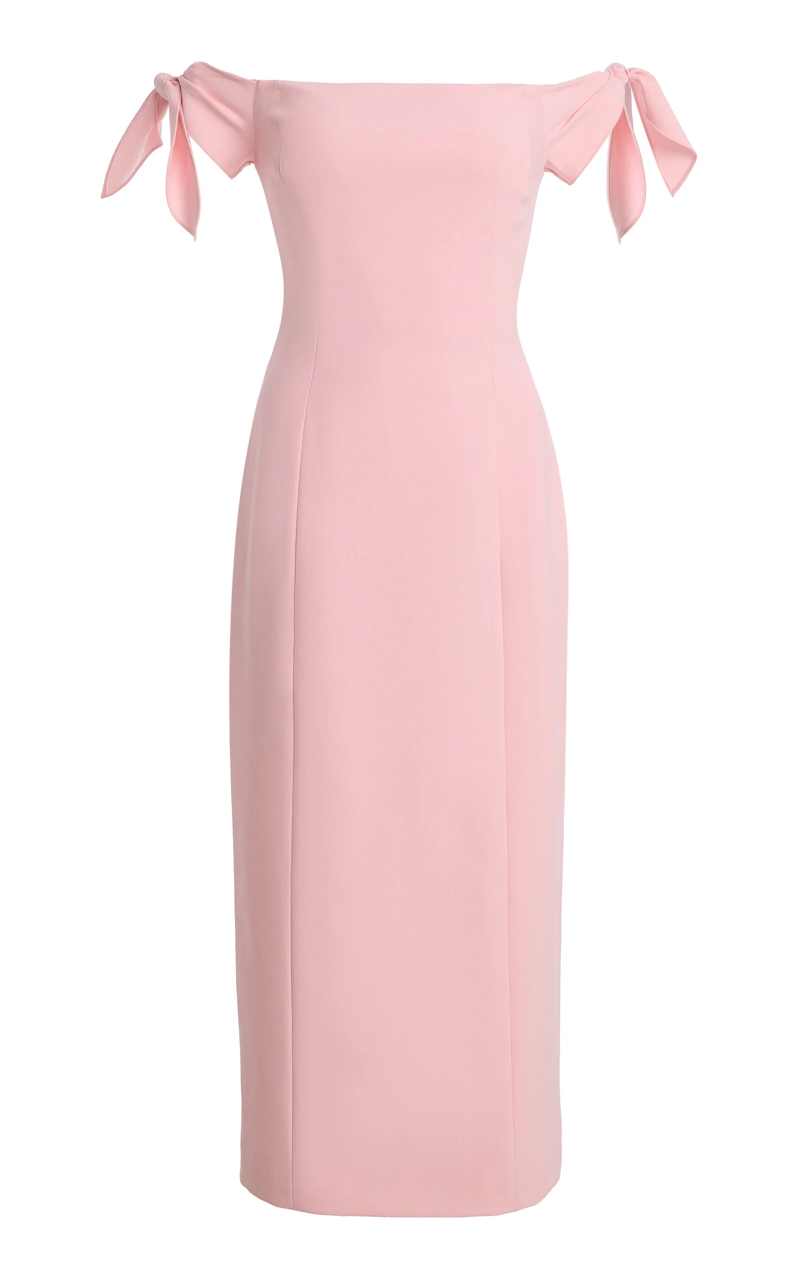 Off-The-Shoulder Stretch Fluid Crepe Midi Dress pink - 1