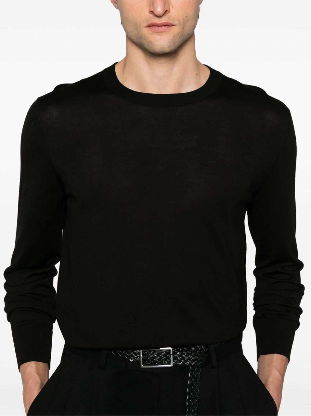 logo-embroidered silk jumper - 4