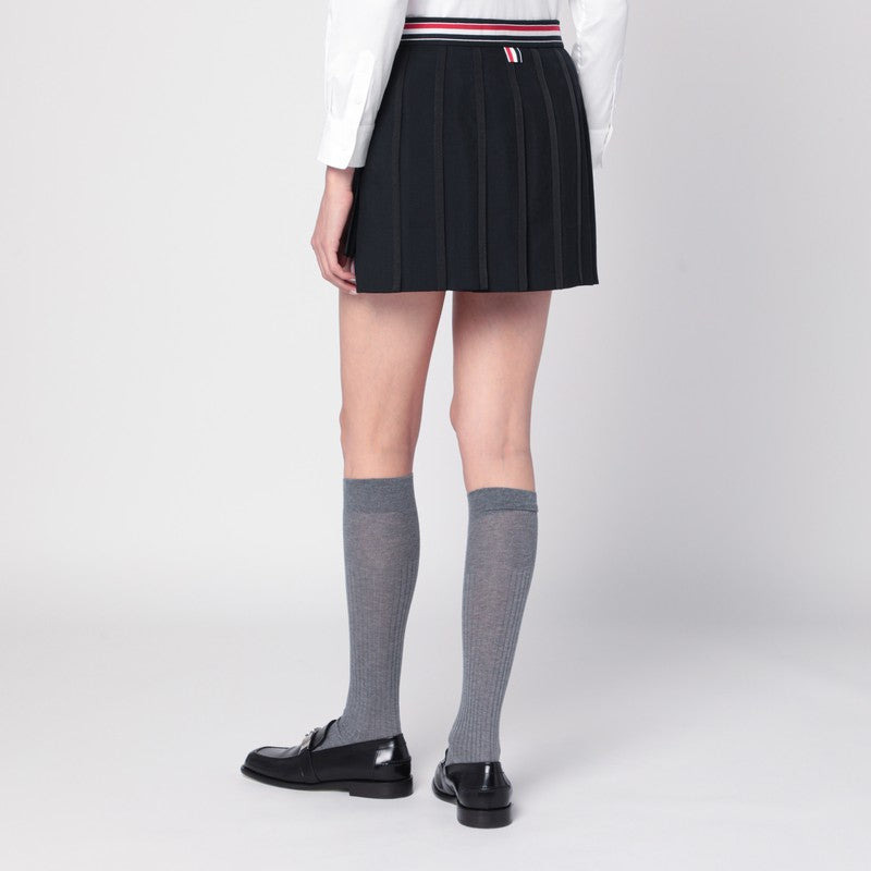Thom Browne Black Ruffled Mini Skirt In Wool Blend Women - 2