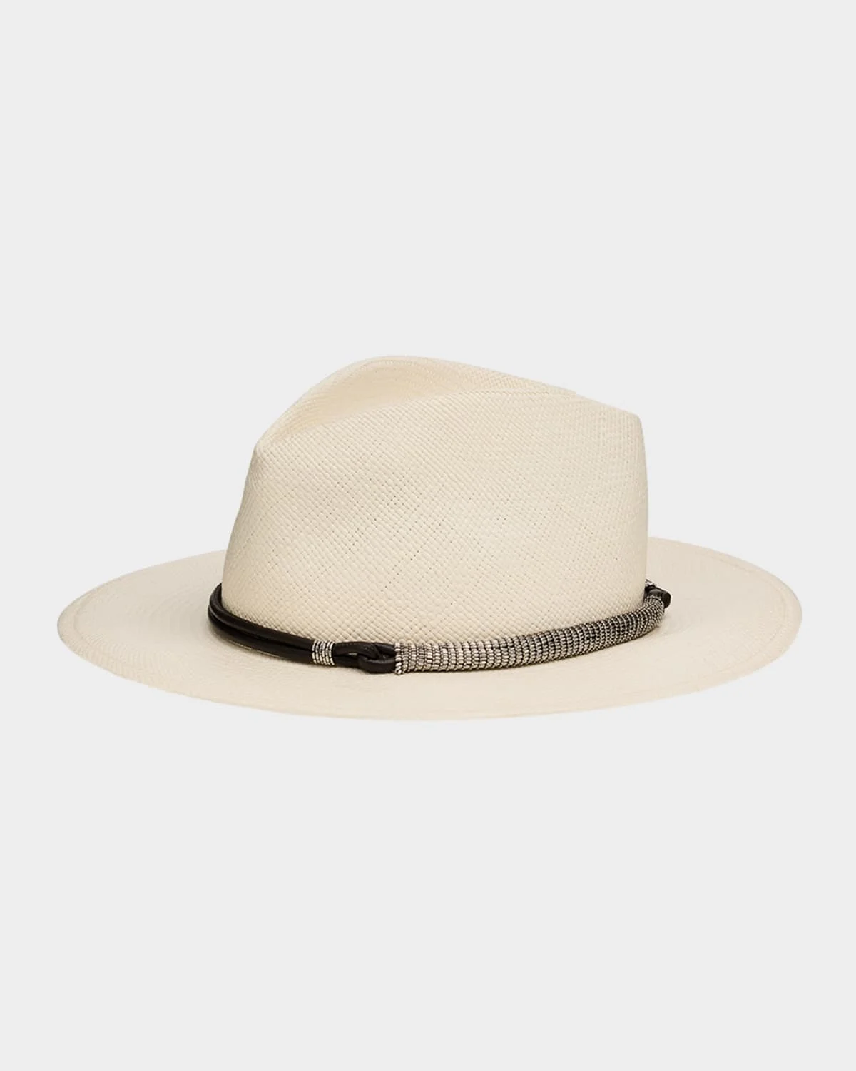 Straw Fedora with Precious Leather Band - 1
