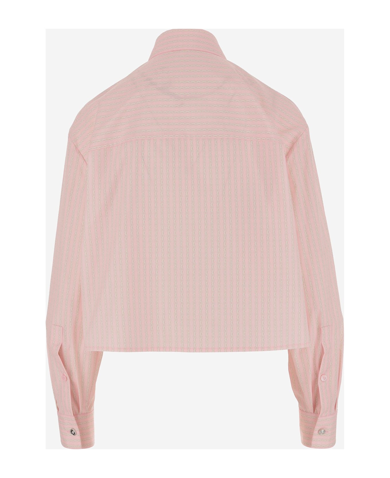 Cotton Crop Shirt With Pinstripe Chain Pattern - 2