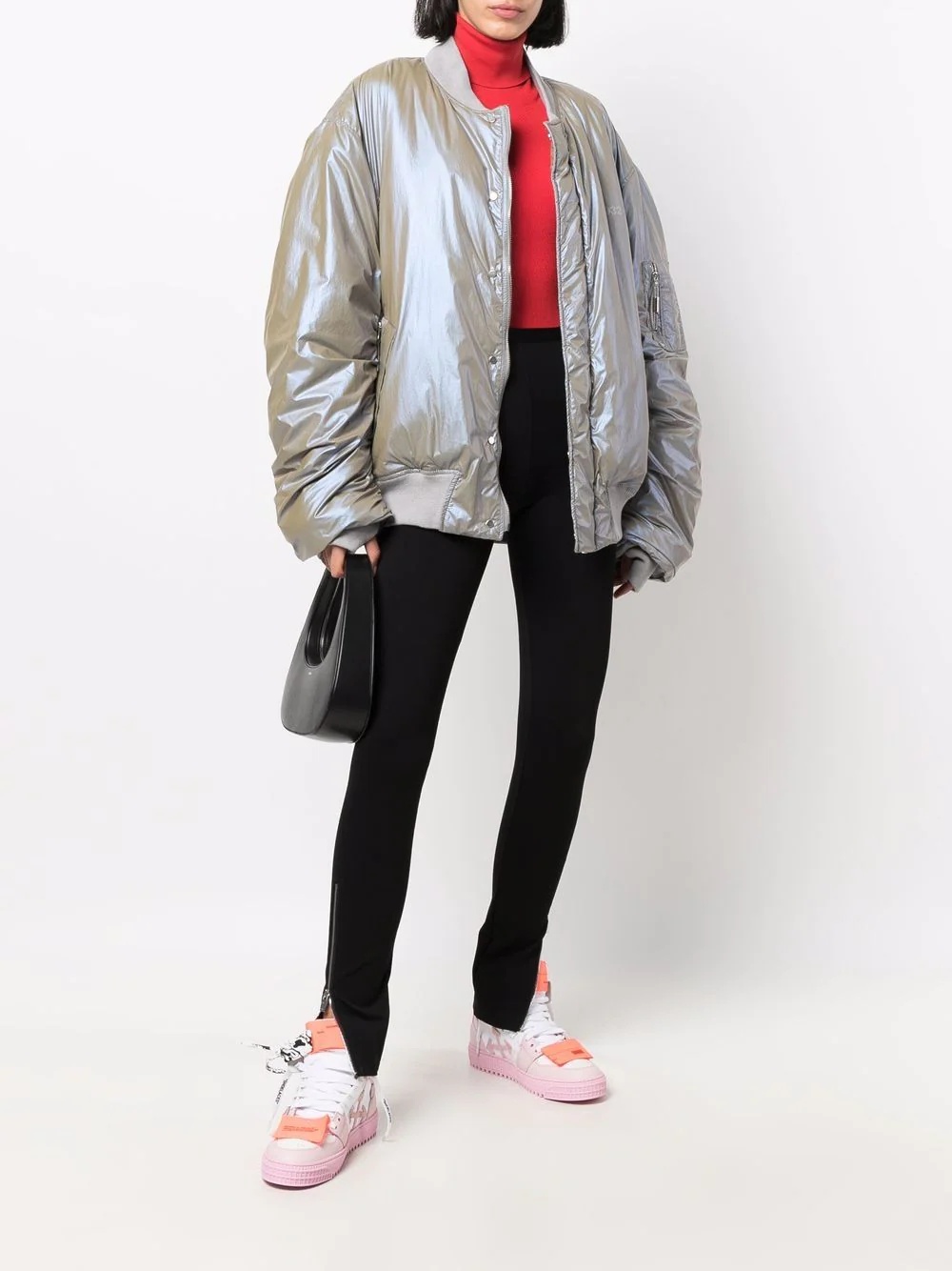 metallic-effect padded bomber jacket - 3