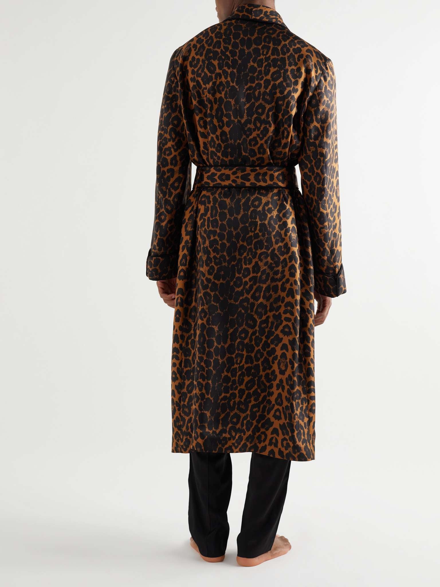 Tasselled Piped Leopard-Print Silk-Twill Robe - 3