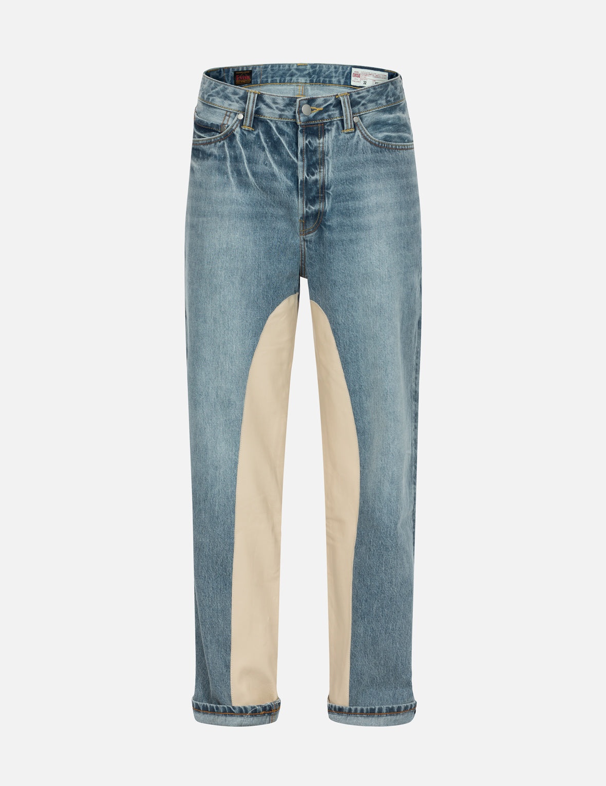 Leather Inlay and Seagull Pockets Baggy Fit Jeans - 1
