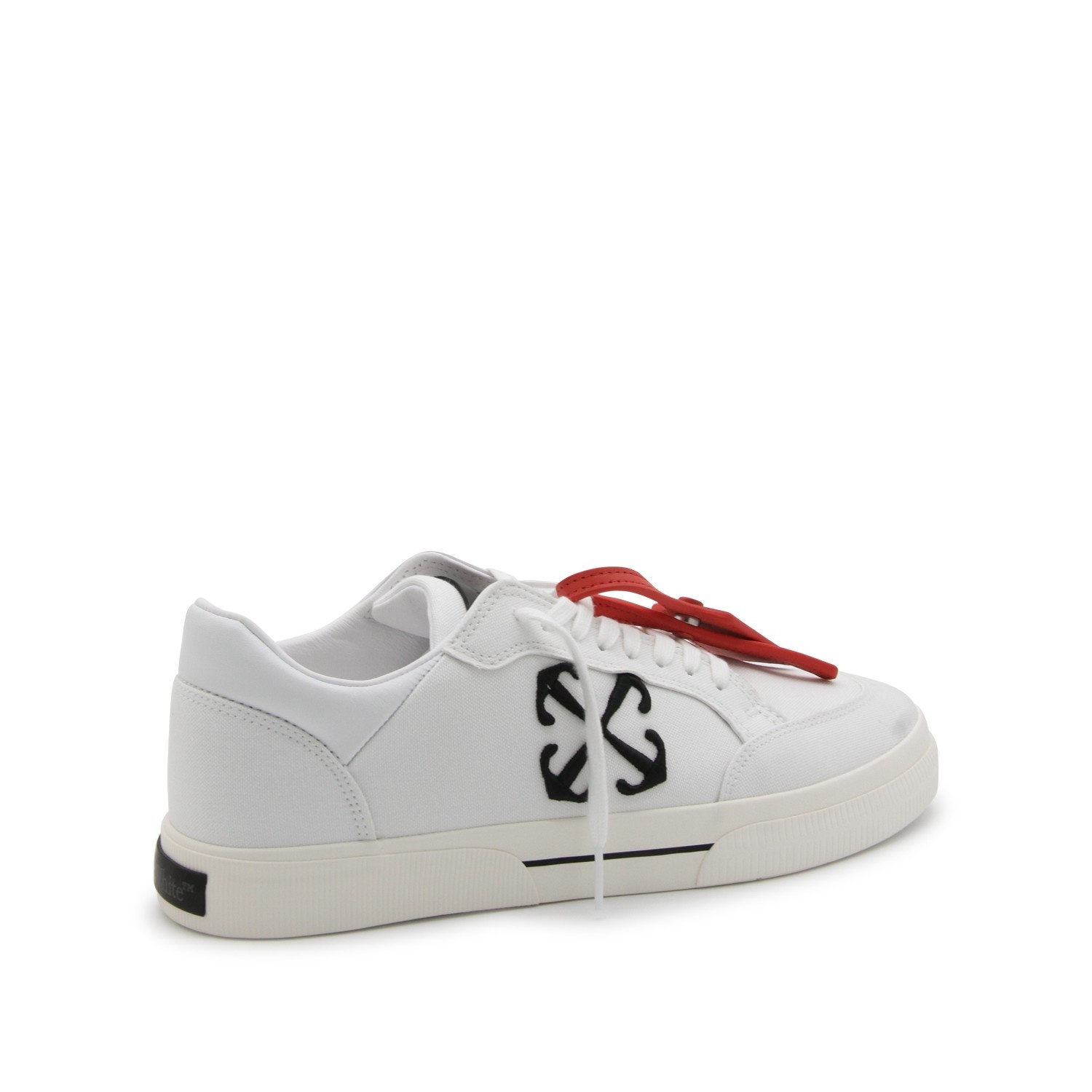 WHITE AND BLACK CANVAS VULCANIZED SNEAKERS - 3