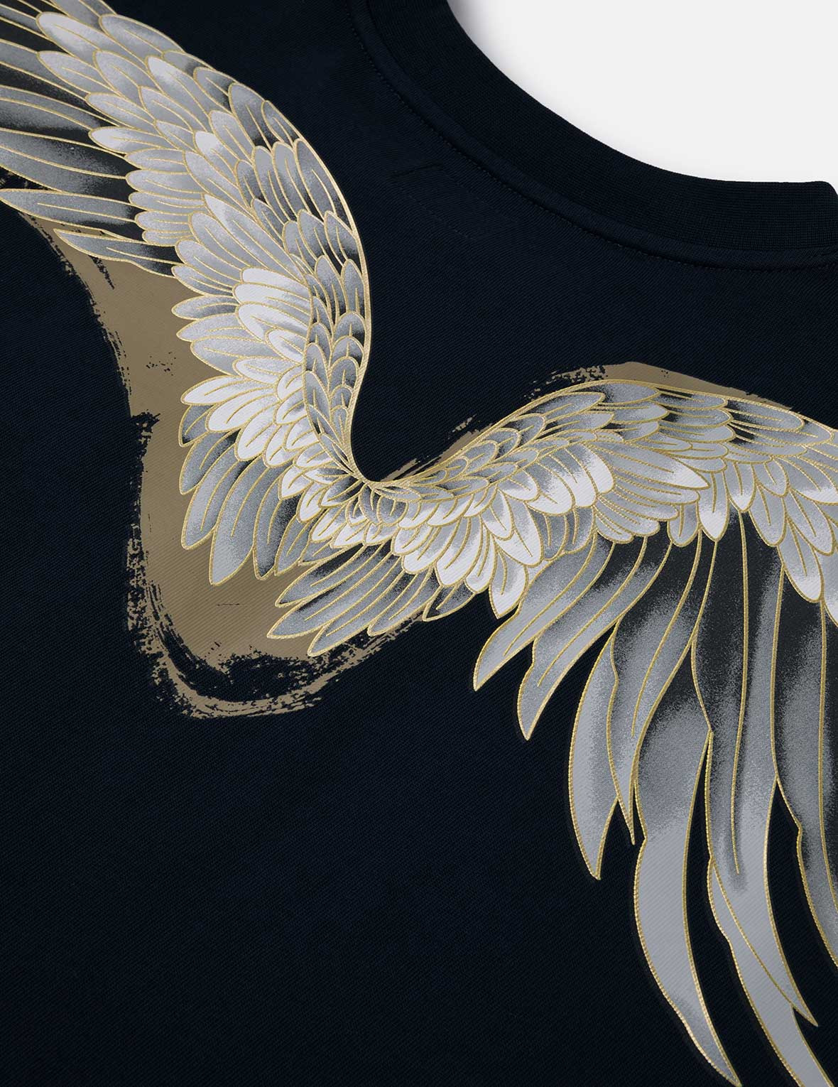 Crane Flying Wings with Daicock Print Loose Fit T-Shirt - 5