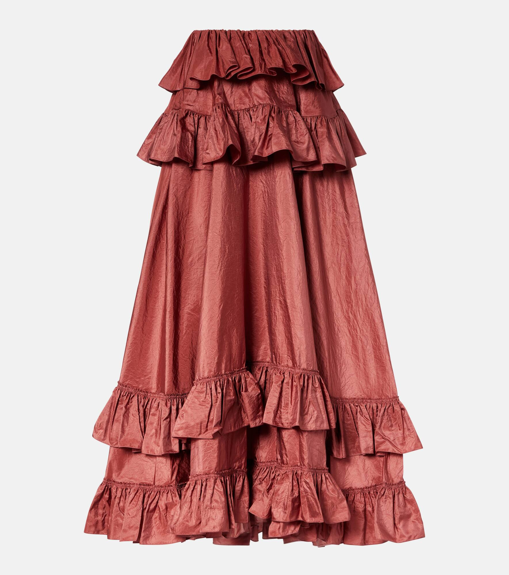 Tiered ruffled silk taffeta maxi skirt - 1