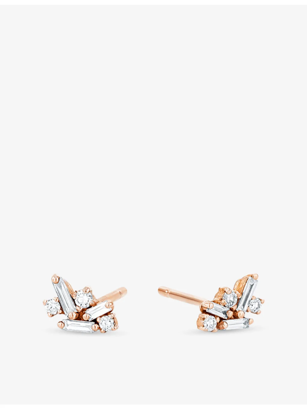 Fireworks 18ct rose-gold and 0.14ct brilliant and baguette-cut diamond earrings - 1
