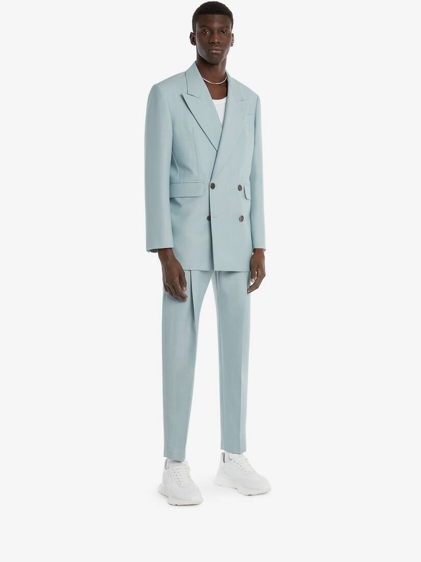 Wool Pleat Trousers in Paradise Blue - 3