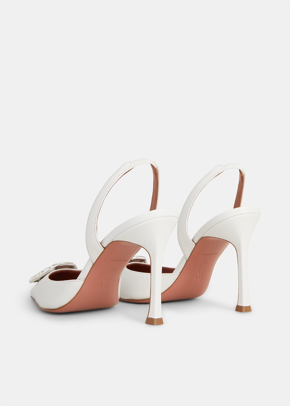 White Camelia Sling Nappa Heels - 3