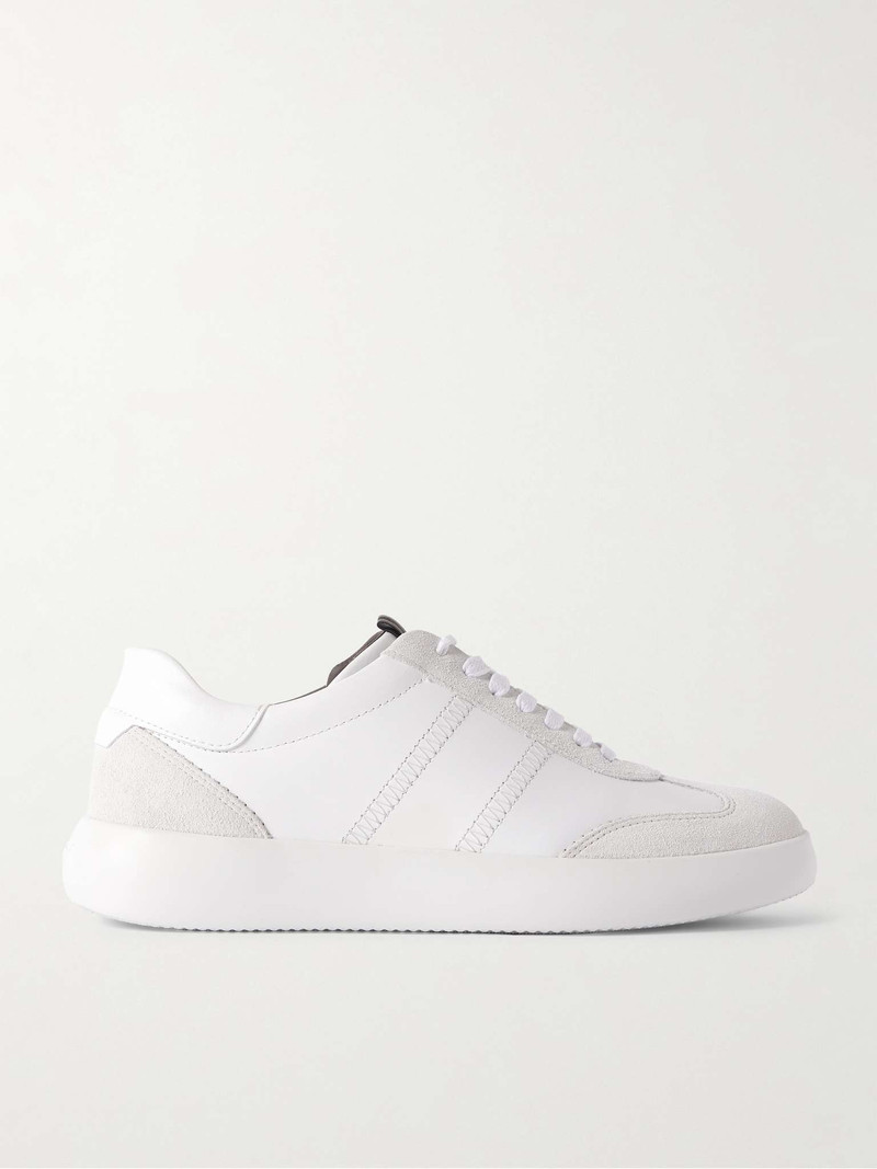 Suede-Trimmed Leather Sneakers 1