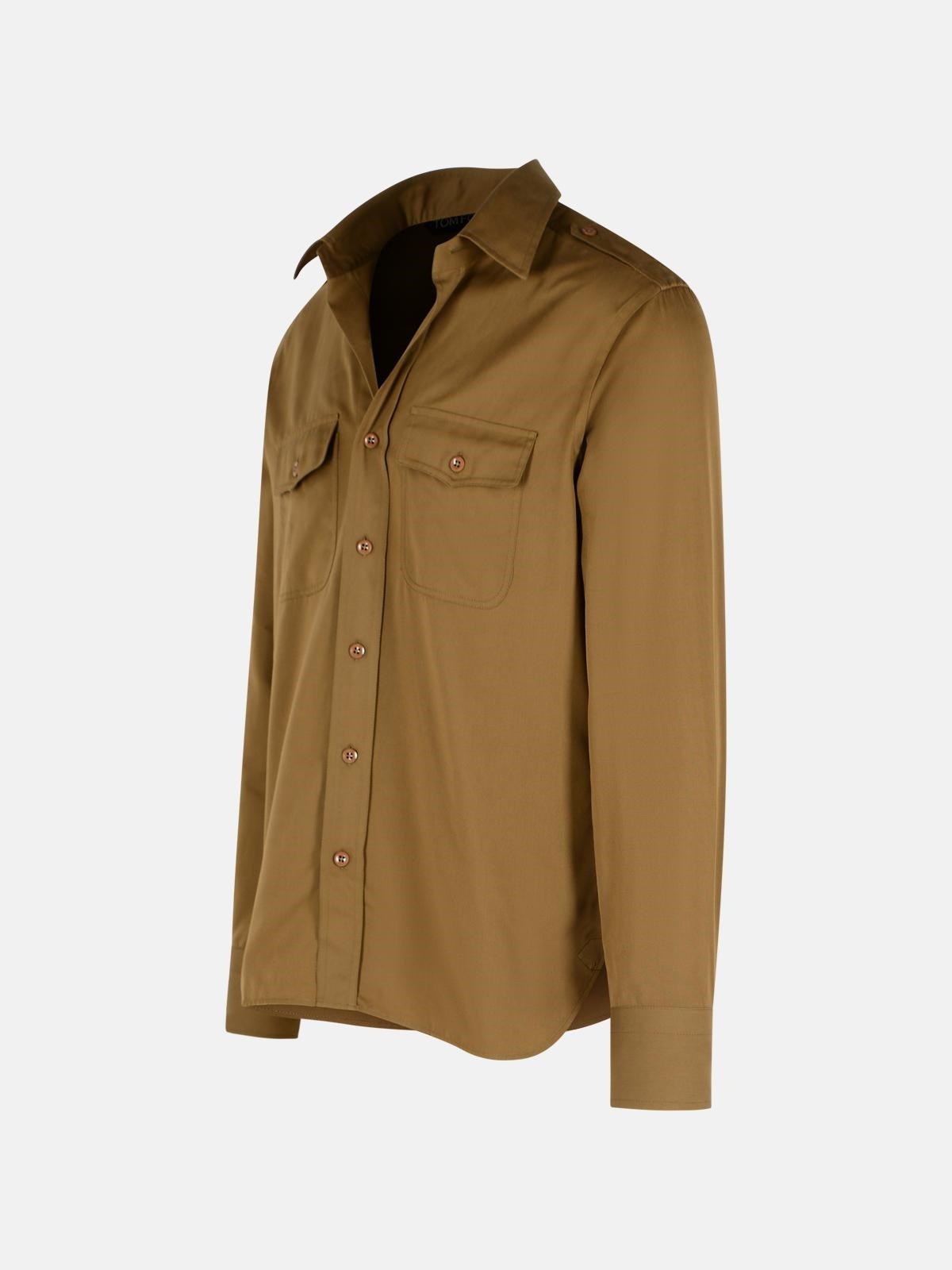 ARMY GREEN SILK BLEND SHIRT - 2