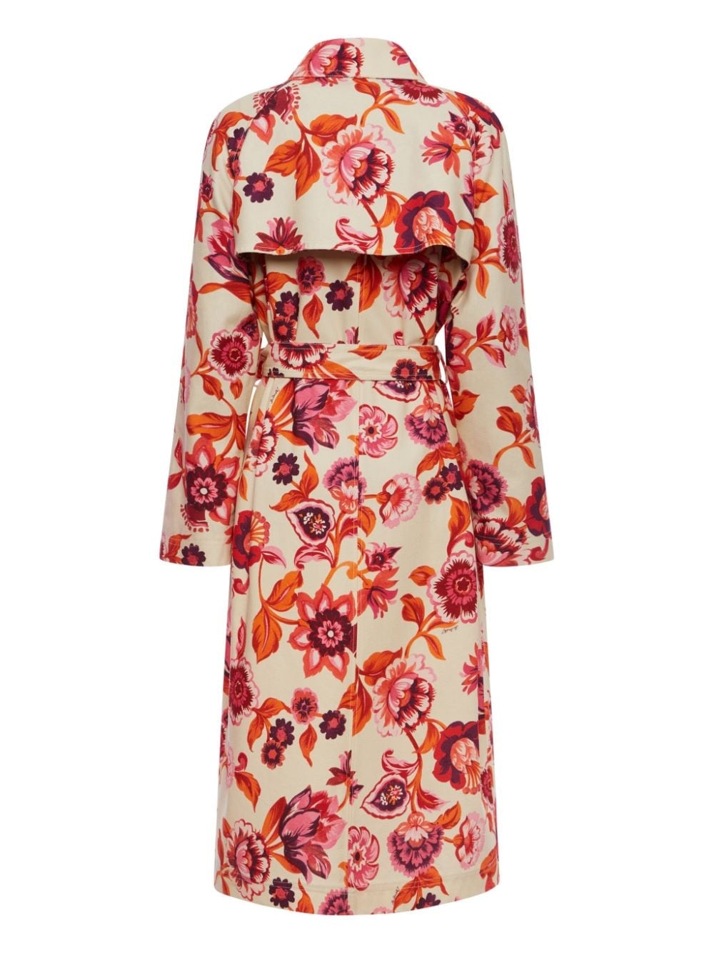 floral-print cotton trench coat - 2