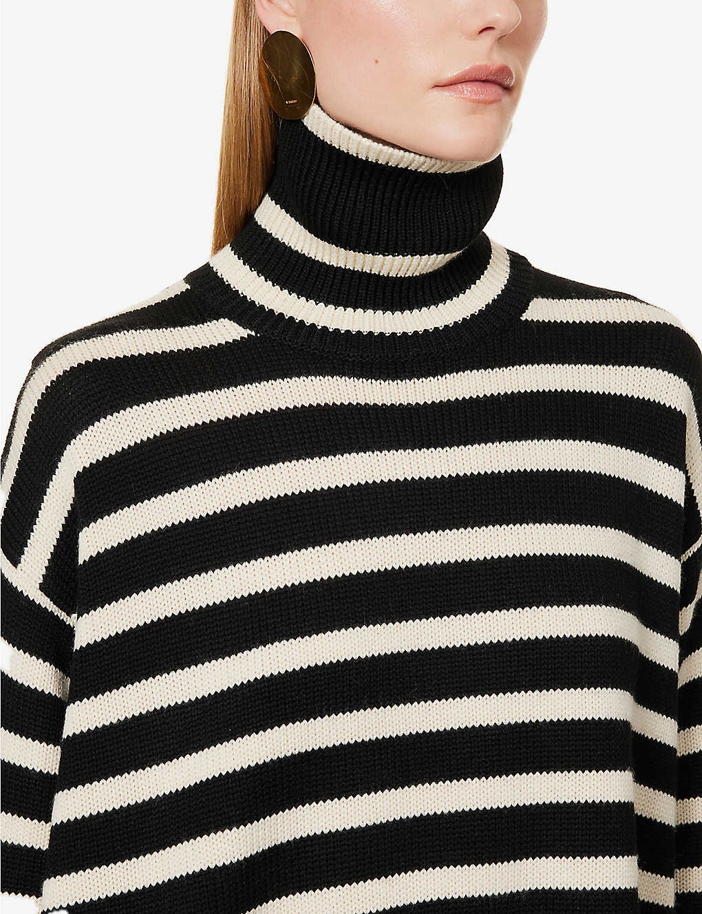 Striped turtleneck wool-blend knitted jumper - 5