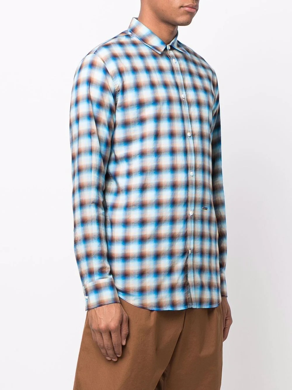 check-print long-sleeve shirt - 3