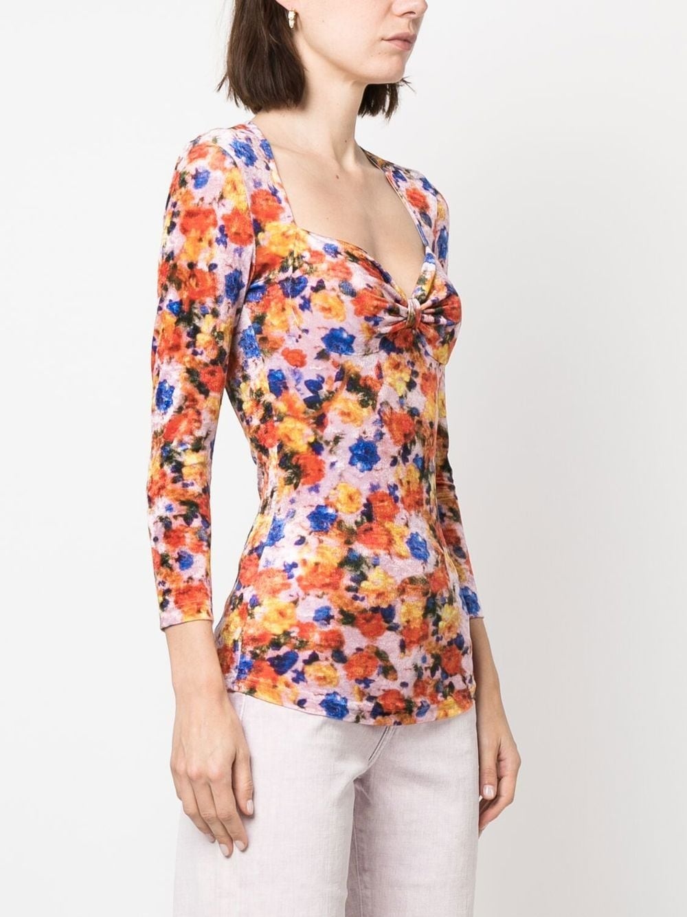 Gubaia floral-printed velvet top - 3