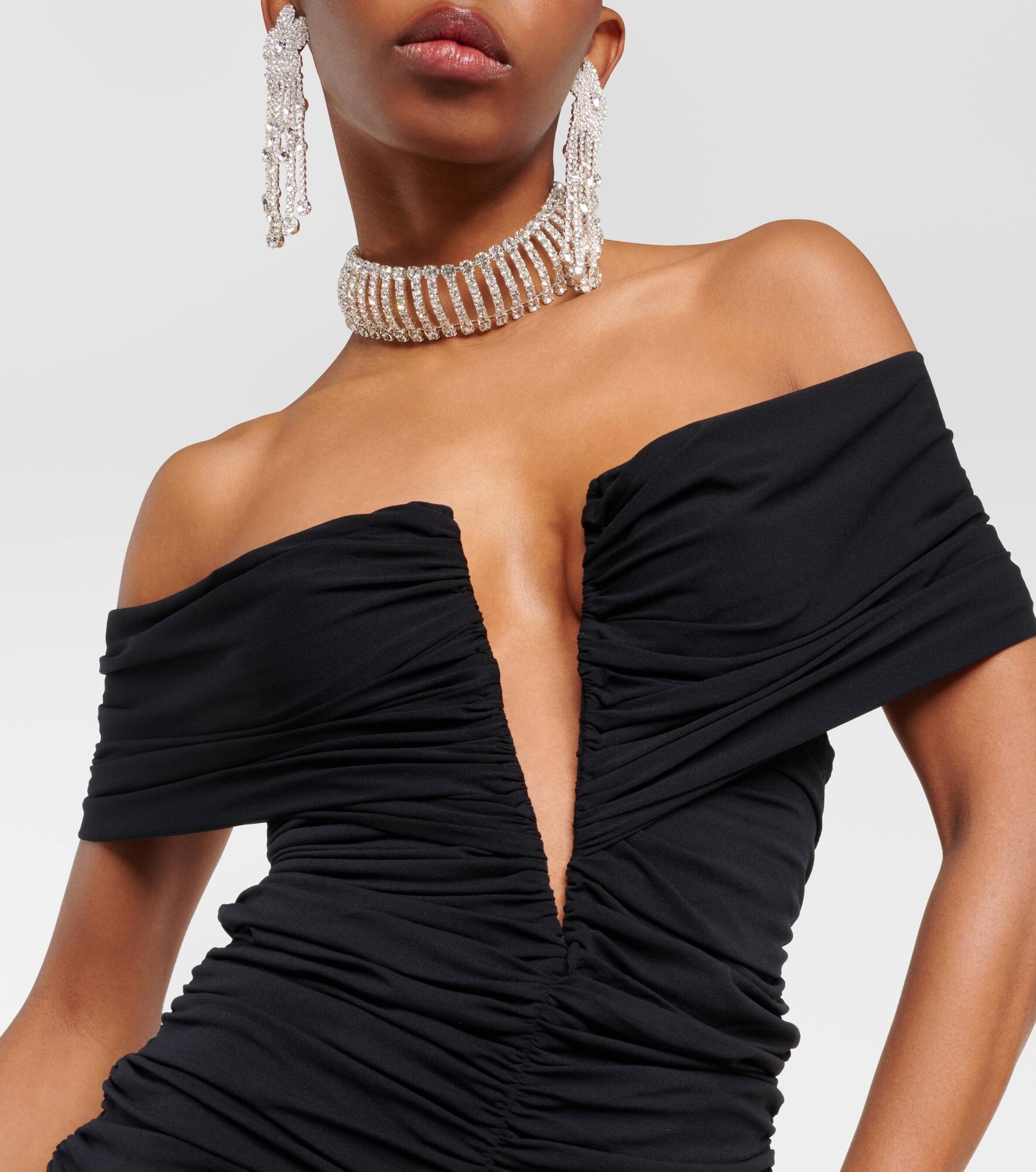 Off-shoulder cropped jersey blouse - 4