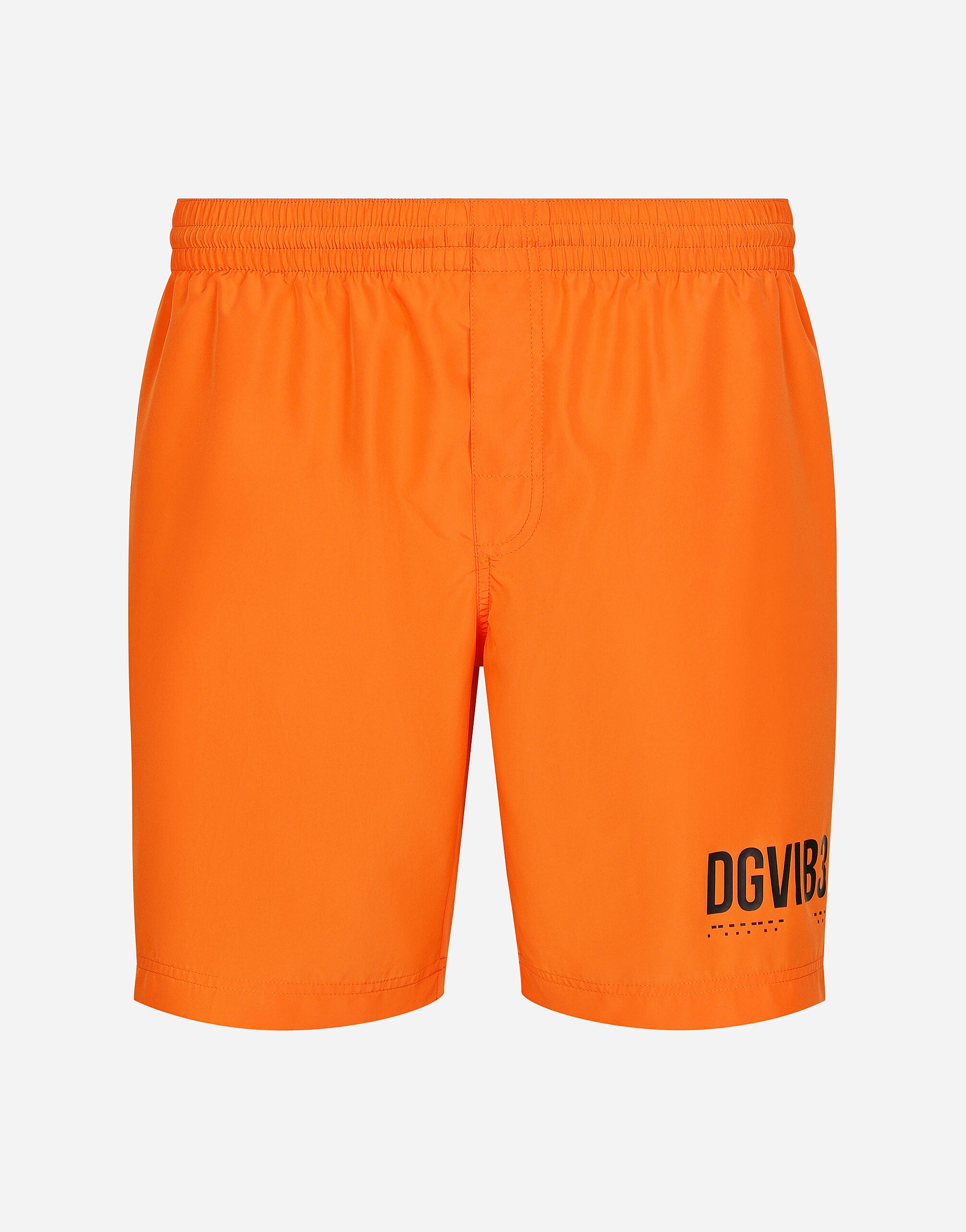 Mid-length swim trunks with DGVIB3 print and logo - 1