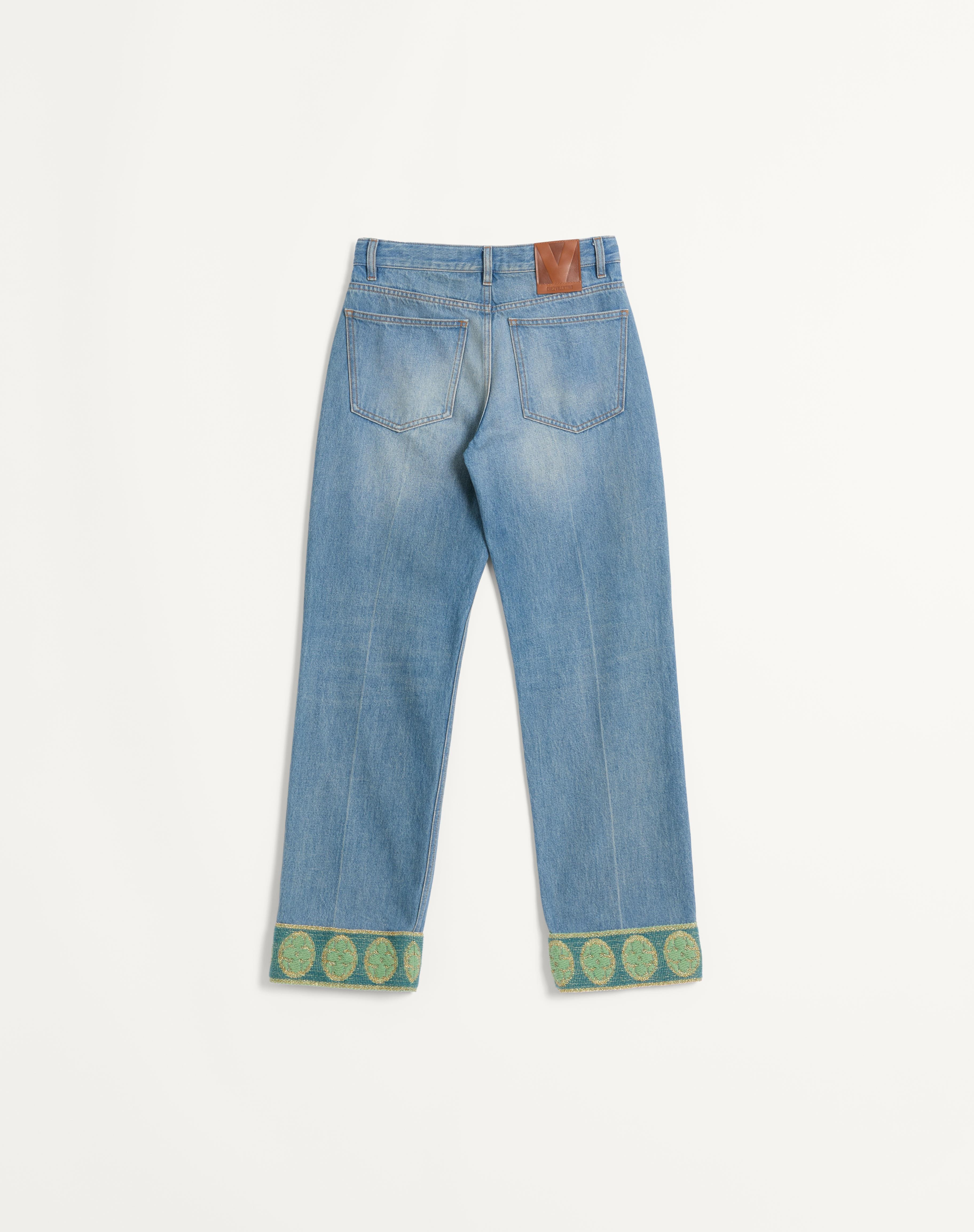 DENIM TROUSERS WITH JACQUARD TRIMS - 2