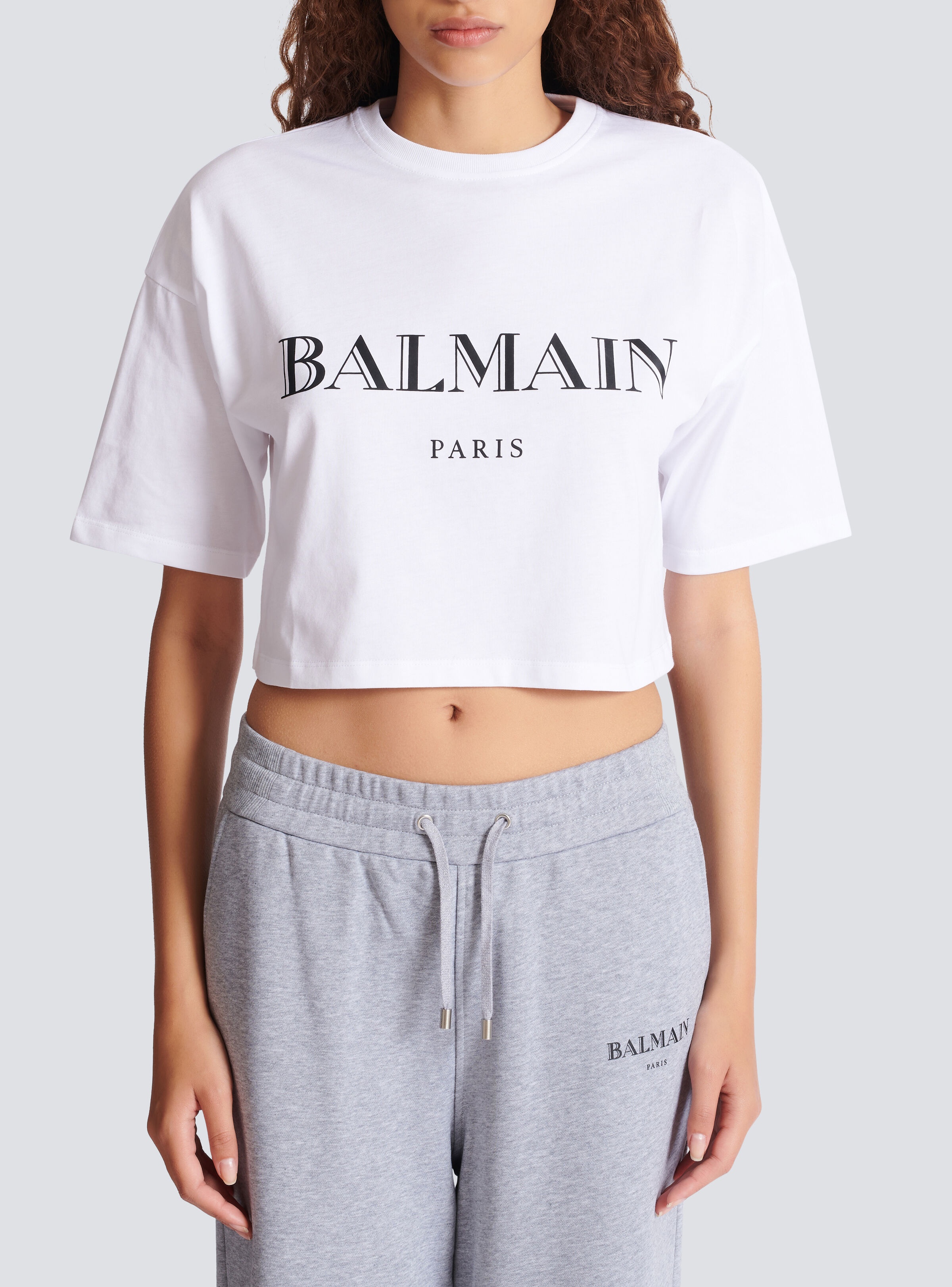 Boxy cropped T-shirt with Balmain print - 5