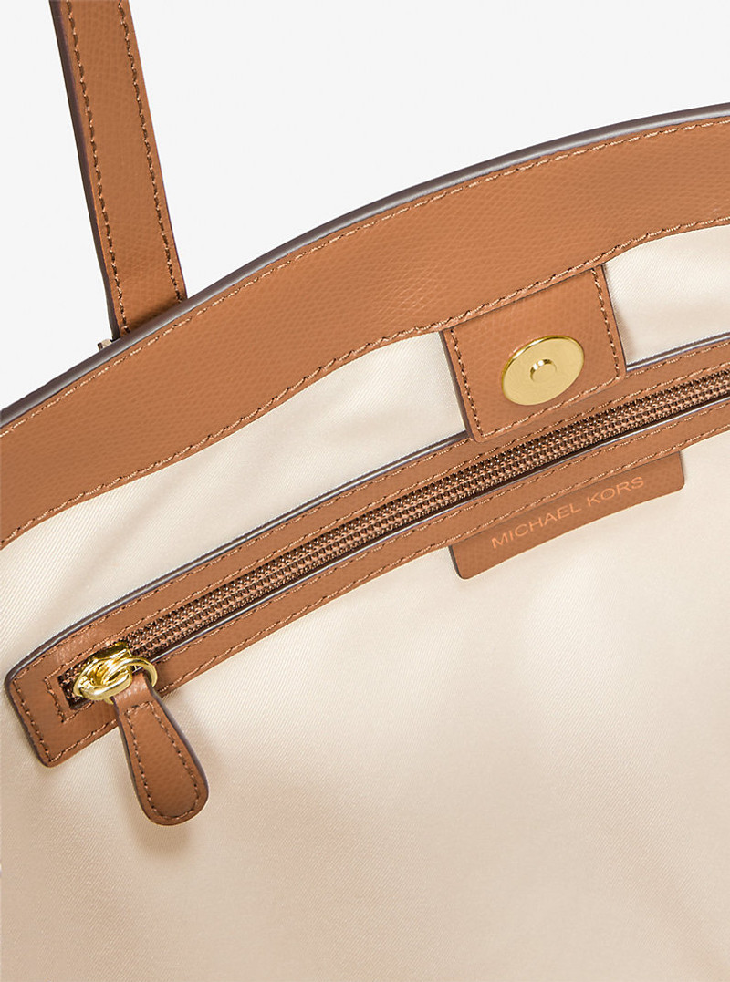 Taryn Large Signature Logo and Leather Tote Bag 5