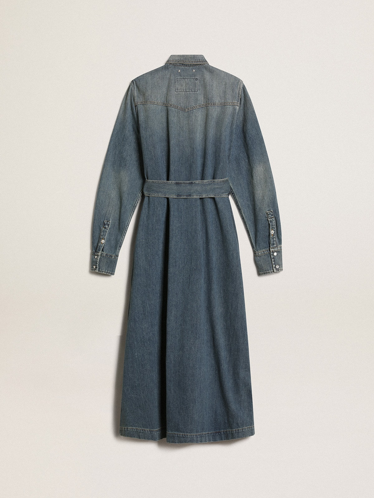 Women's shirt dress in denim with belt - 5