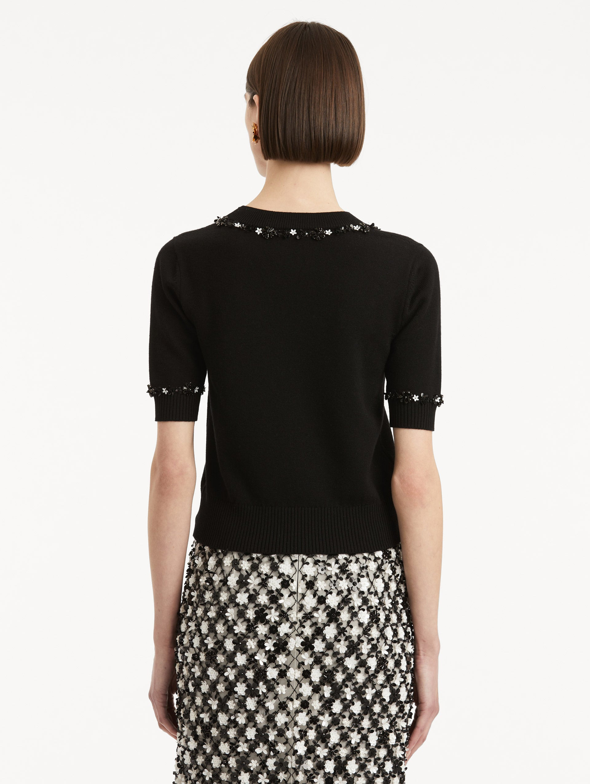 SEQUIN FLORET TRIM PULLOVER - 3
