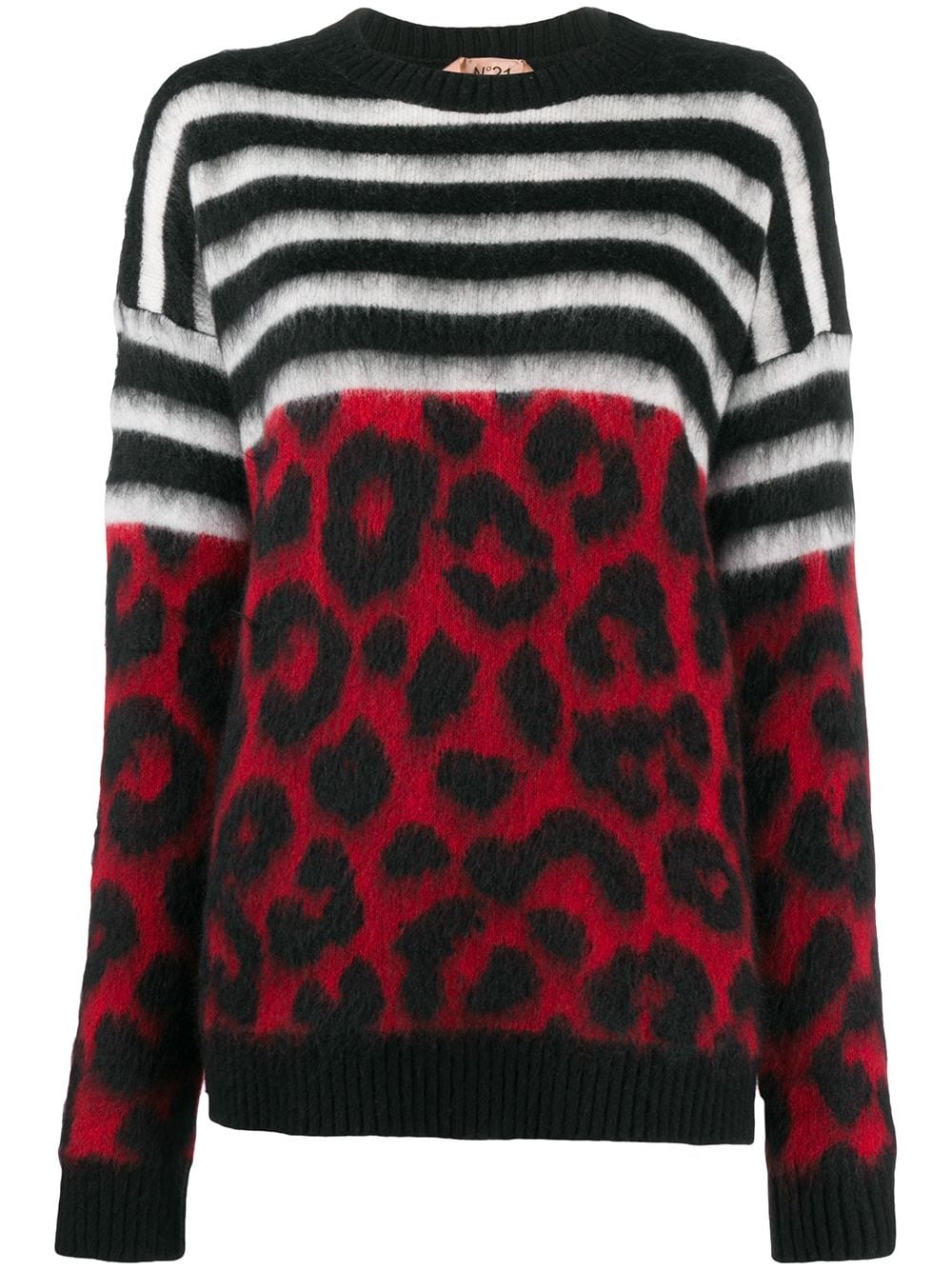 striped and leopard intarsia jumper - 1