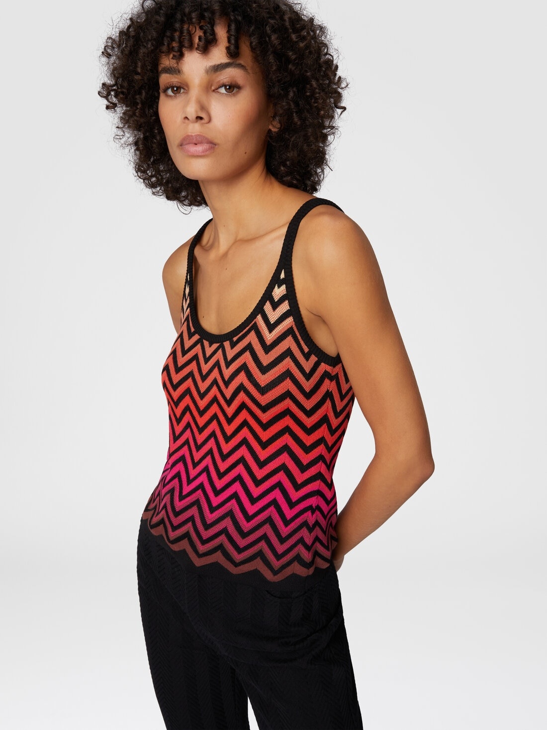 Cotton and viscose chevron dégradé basket - 4