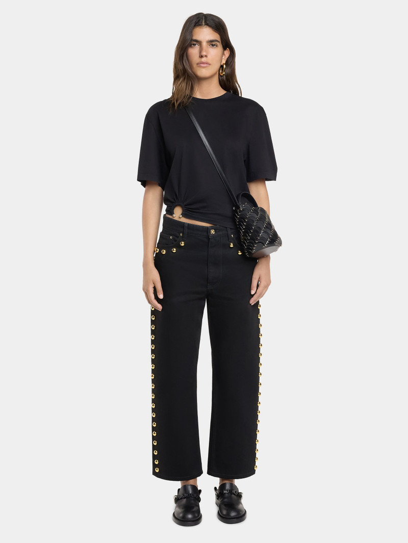 rabanne EMBELLISHED BOYFRIEND JEANS IN BLACK DENIM outlook