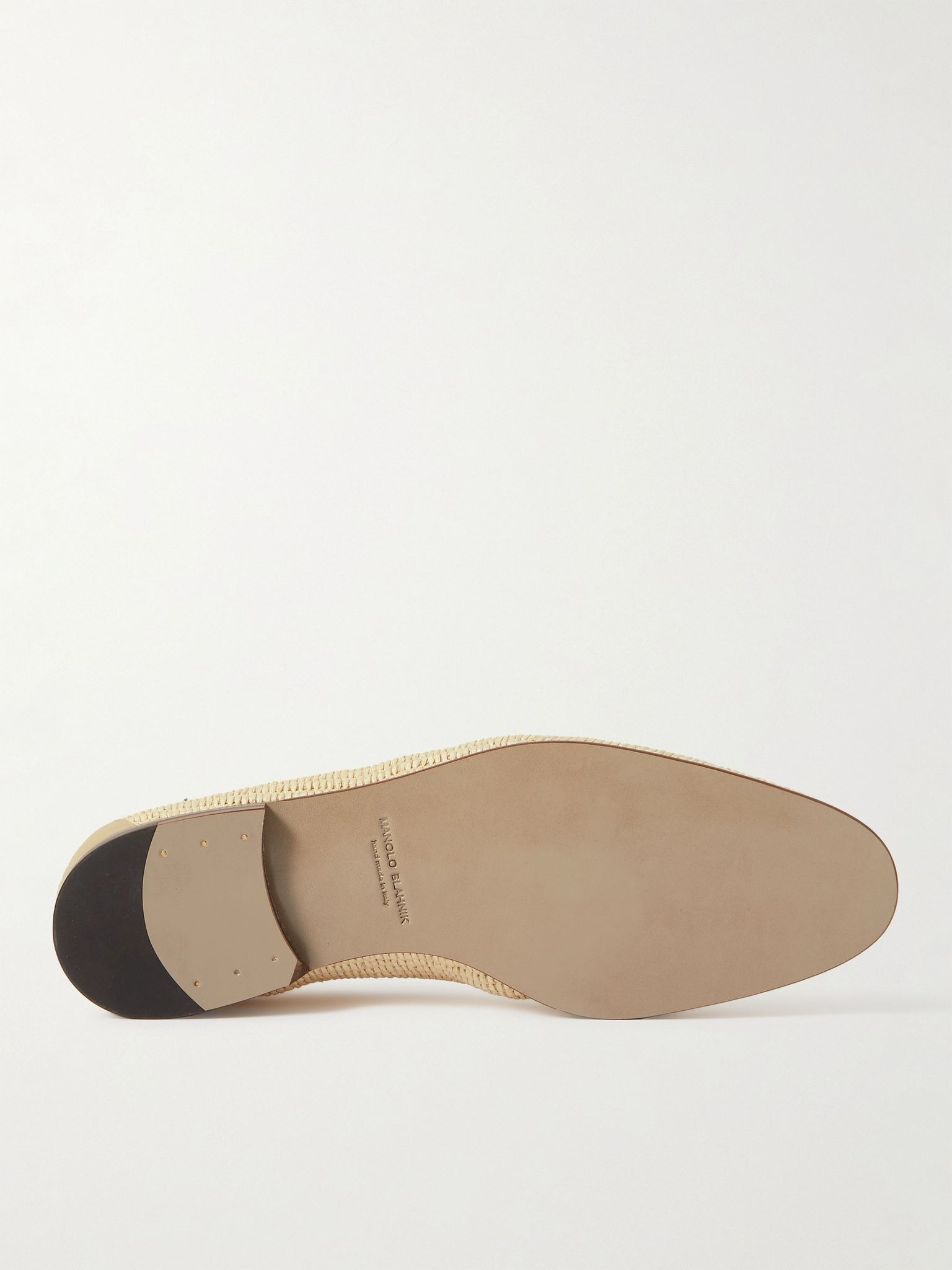 Mario Leather-Trimmed Raffia Loafers Beige - 6