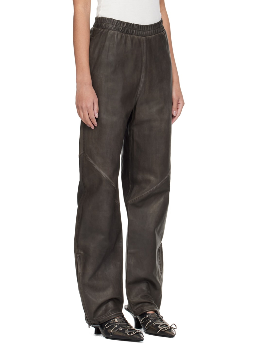Brown Casual Leather Trousers - 2
