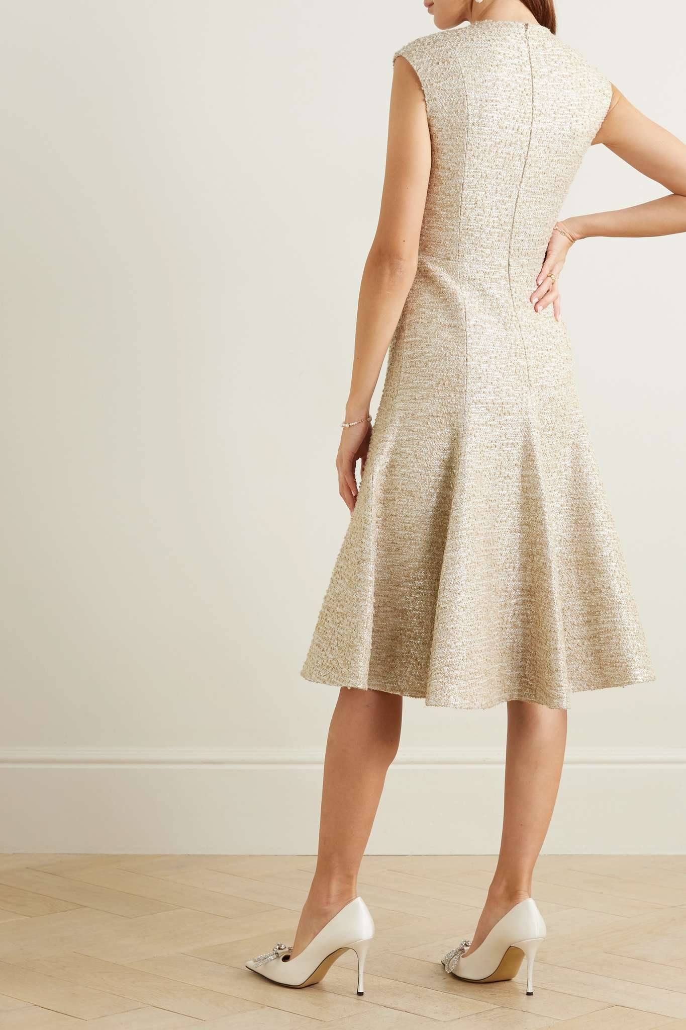 Denver metallic bouclé-tweed midi dress - 3