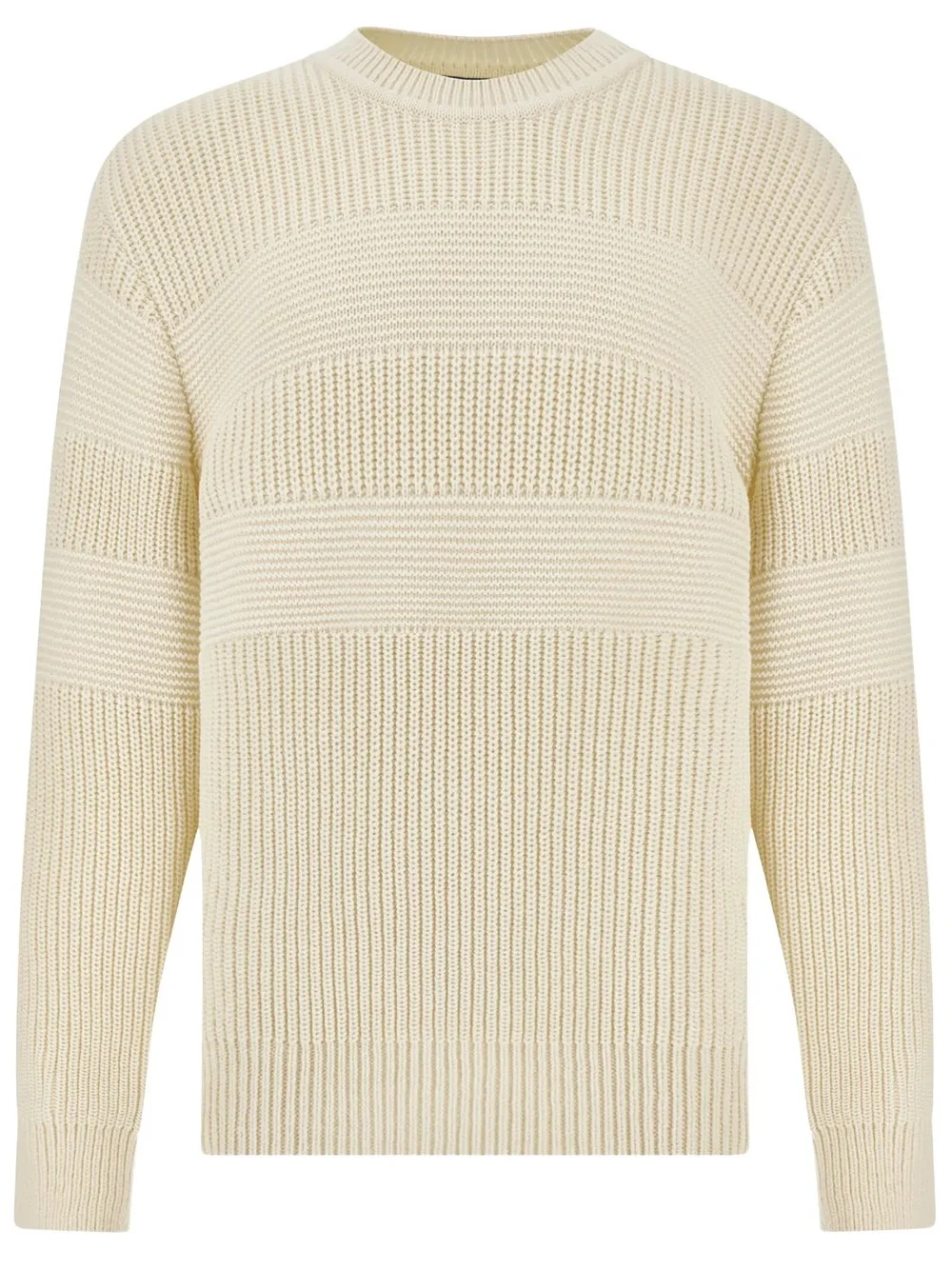Crewneck Sweater in Wool with Maxi Stripe Effect - 1