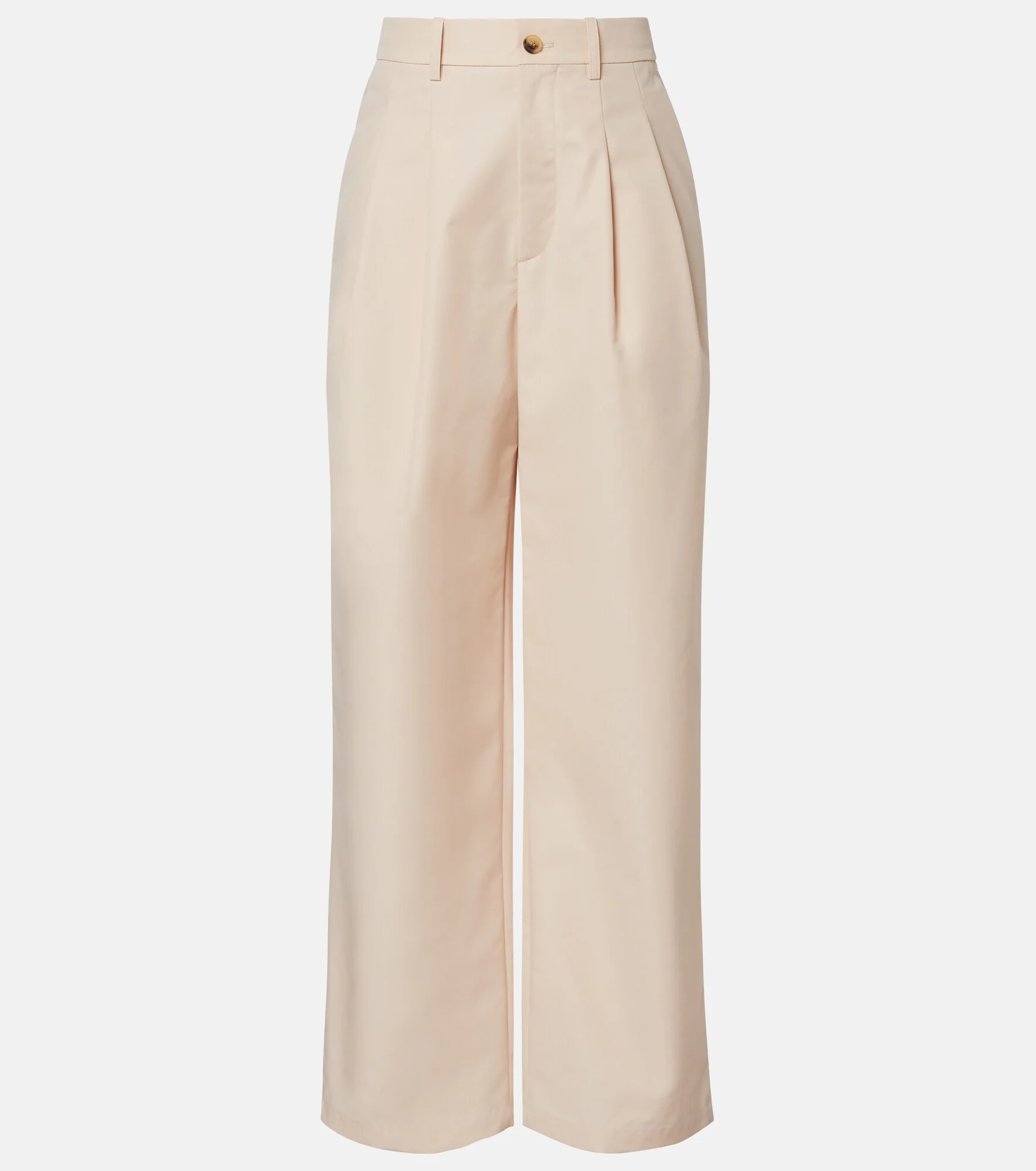Pleated cotton-blend wide-leg pants - 1