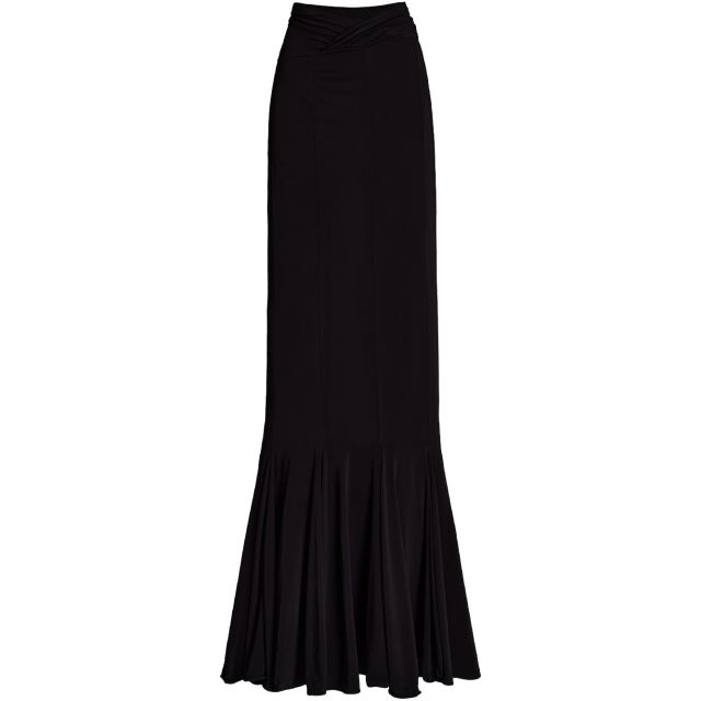 Maxi jersey flared skirt with V-shaped waistband - 1