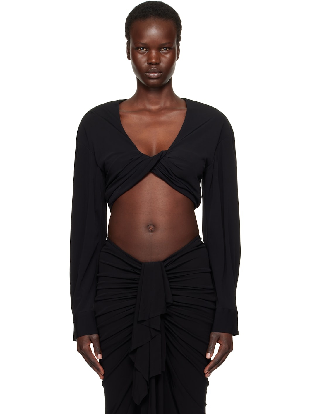Black Vivenda Drape Top - 1