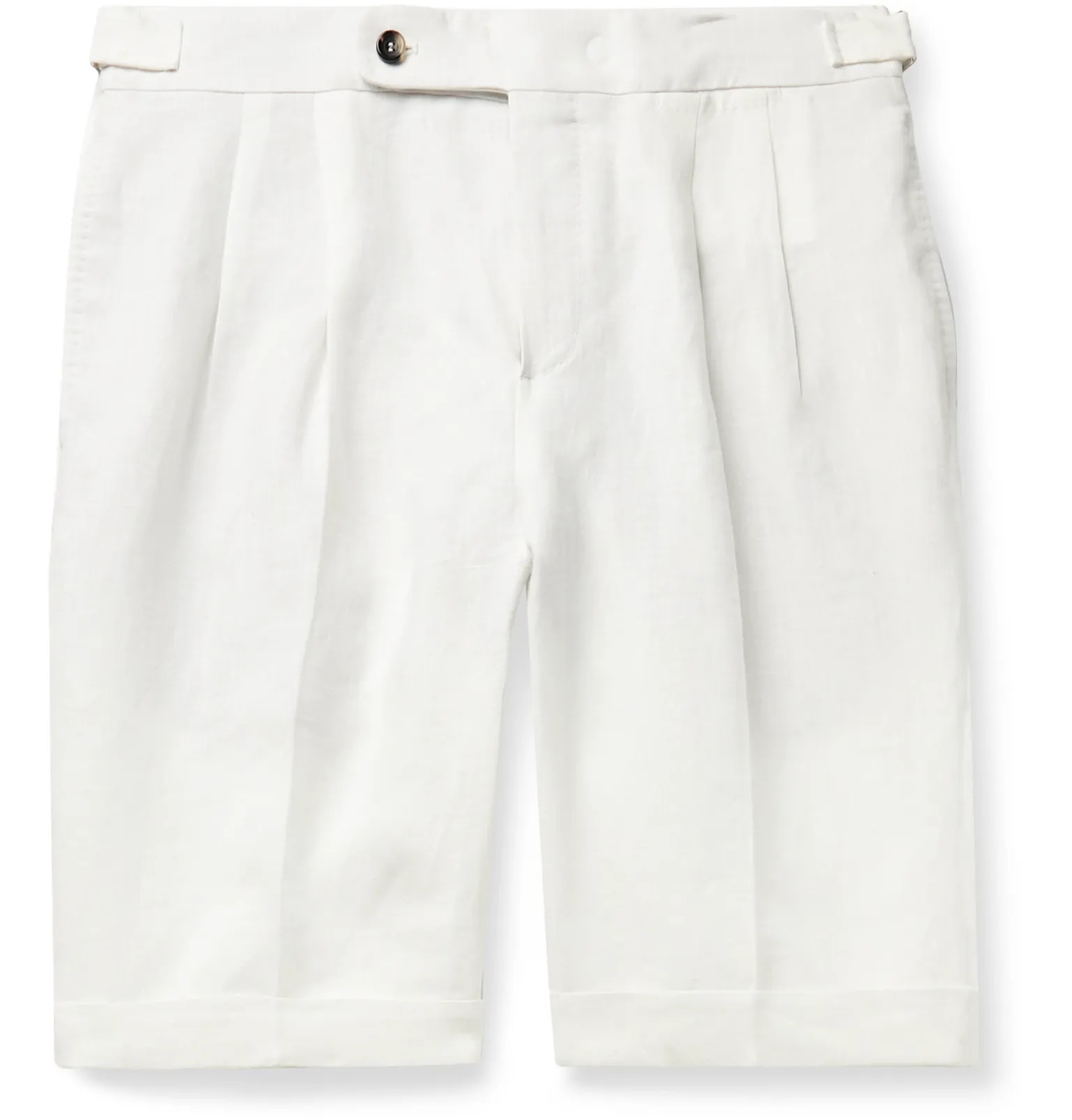 Slim-Fit Pleated Linen Shorts - 7