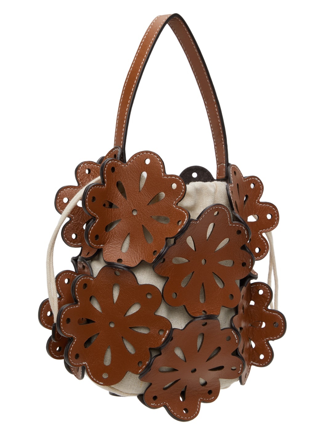 Beige & Tan Flora Basket Bag - 3