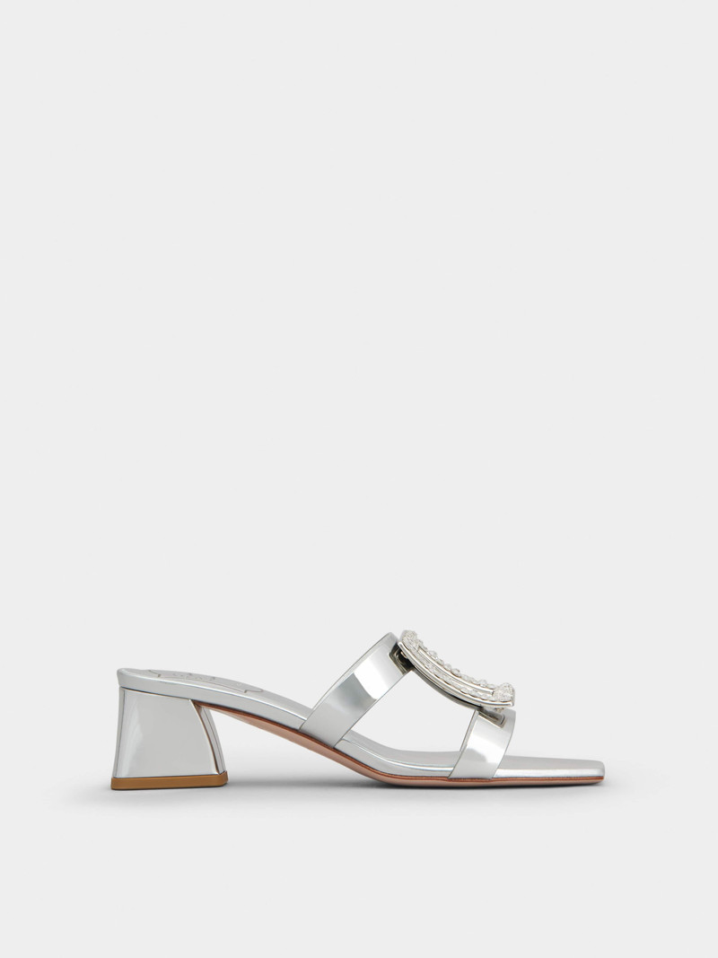 Bikiviv' Strass Buckle Mules in Leather 1