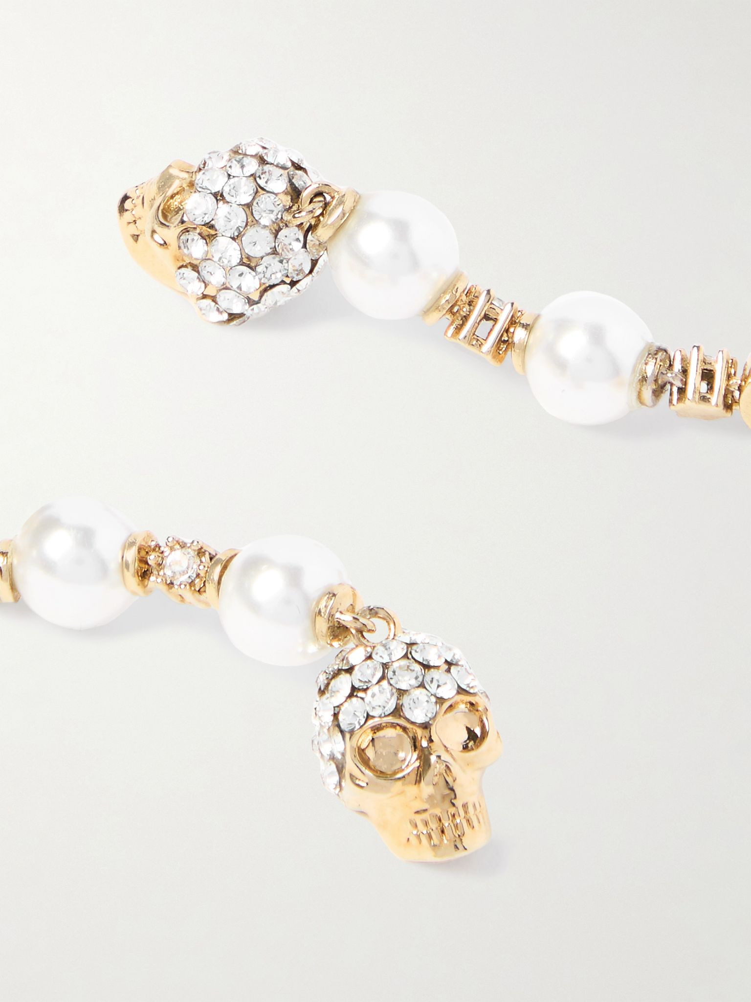 Gold-tone, faux pearl and crystal earrings White - 4