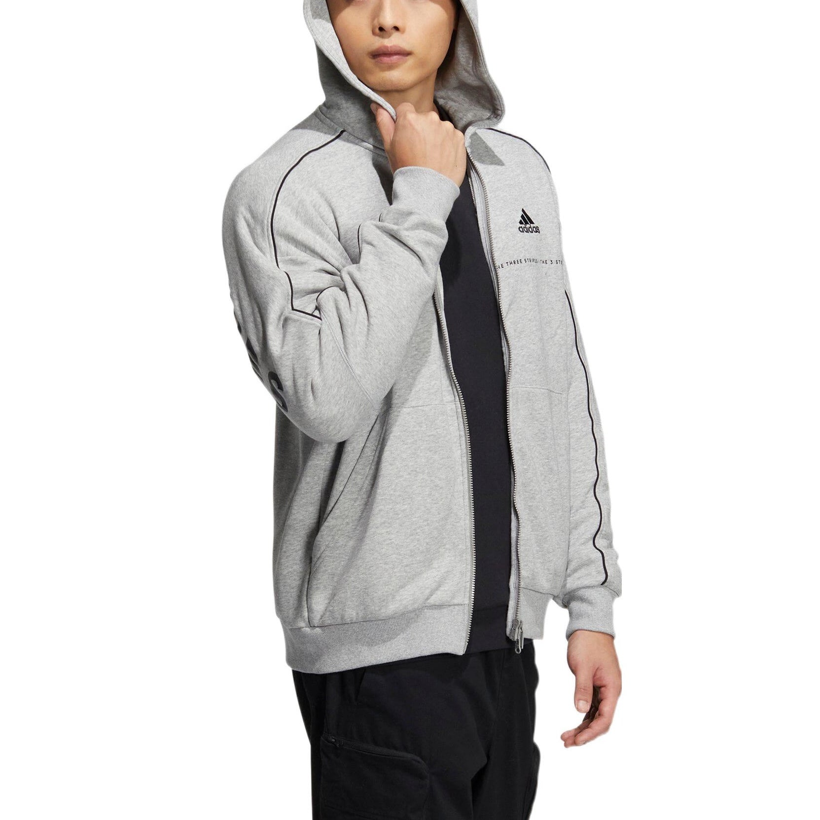 adidas 3-stripes hoodie 'Grey' IA9437 - 4
