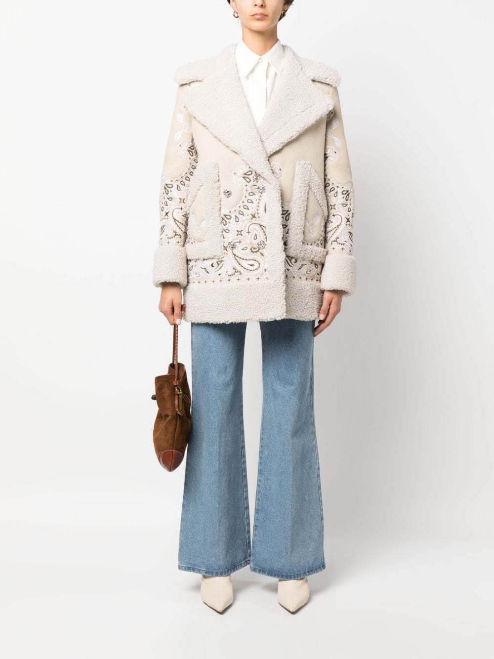 Philipp Plein belted-waist bouclé coat - White