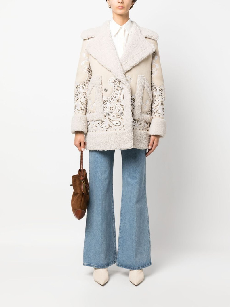 PHILIPP PLEIN embroidered-paisley shearling coat outlook