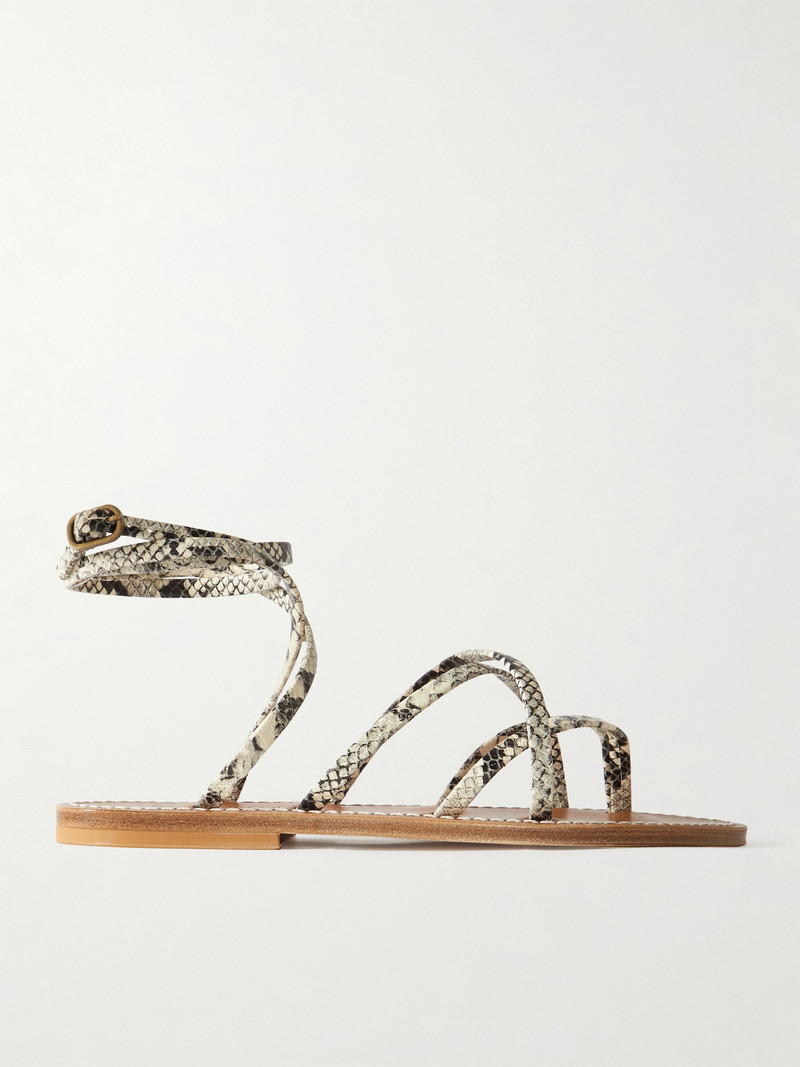 Zenobie Snake-effect Leather Sandals 1